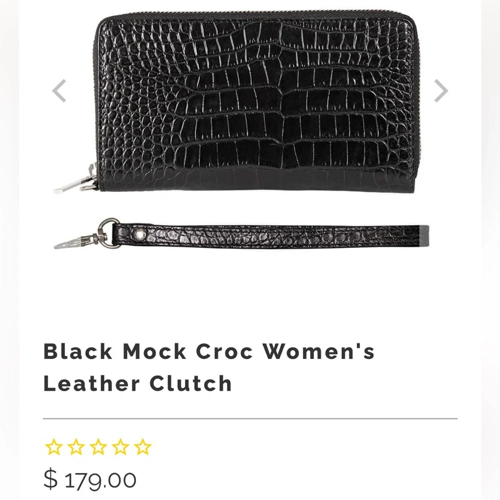 Roger Ximenez Mock Croc Black Women's Leather Clutch New Without Tag 🏷️